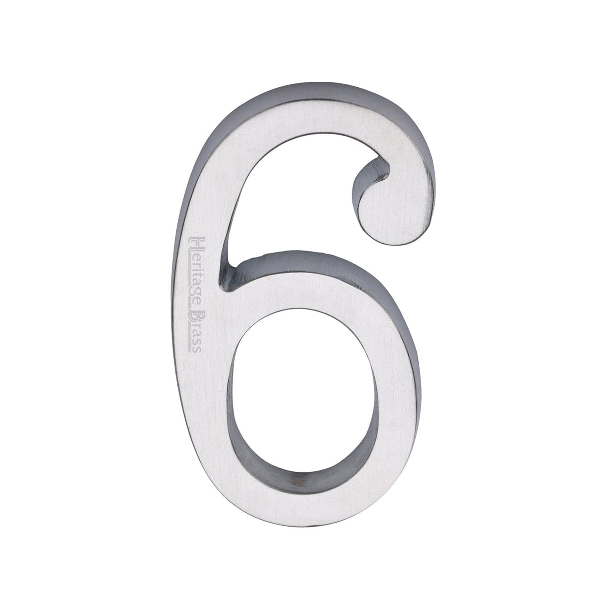 Heritage Brass Door Furniture Satin Chrome / Numerals / 6 Heritage Brass - Numeral 6 Concealed Fix 76mm (3") Satin Chrome finish