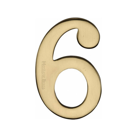 Heritage Brass Door Furniture Polished Brass / Numerals / 6 Heritage Brass - Numeral 6 Self Adhesive 51mm (2") Polished Brass Finish