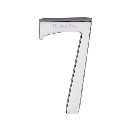 Heritage Brass Door Furniture Polished Chrome / Numerals / 7 Heritage Brass - Numeral 7 Concealed Fix 76mm (3") Polished Chrome finish