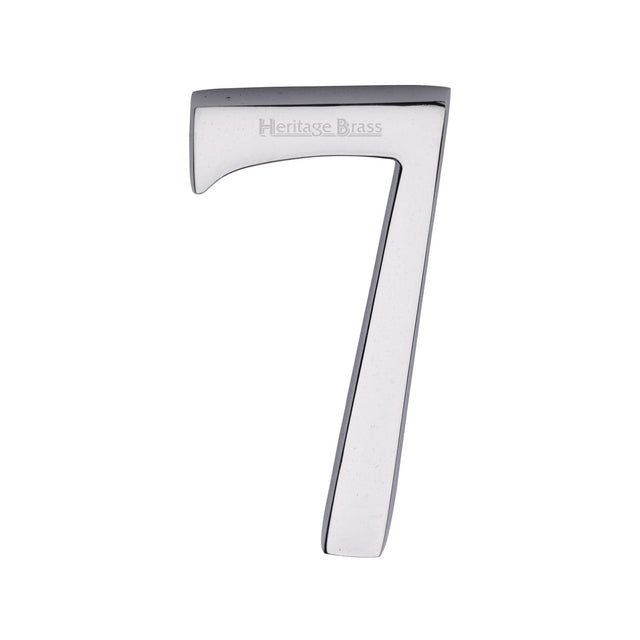 Heritage Brass Door Furniture Polished Chrome / Numerals / 7 Heritage Brass - Numeral 7 Concealed Fix 76mm (3") Polished Chrome finish