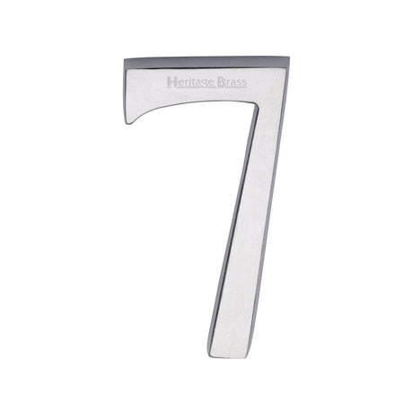 Heritage Brass Door Furniture Satin Chrome / Numerals / 7 Heritage Brass - Numeral 7 Concealed Fix 76mm (3") Satin Chrome finish