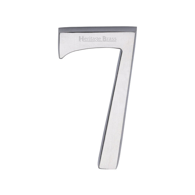 Heritage Brass Door Furniture Satin Chrome / Numerals / 7 Heritage Brass - Numeral 7 Concealed Fix 76mm (3") Satin Chrome finish