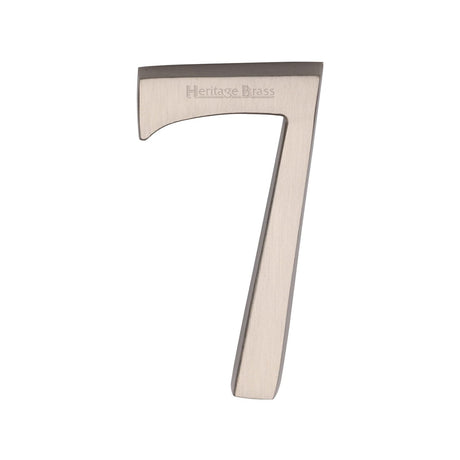 Heritage Brass Door Furniture Satin Nickel / Numerals / 7 Heritage Brass - Numeral 7 Concealed Fix 76mm (3") Satin Nickel finish