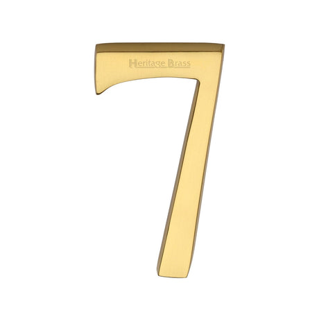 Heritage Brass Door Furniture Unlacquered Brass / Numerals / 7 Heritage Brass - Numeral 7 Concealed Fix 76mm (3") Unlacquered