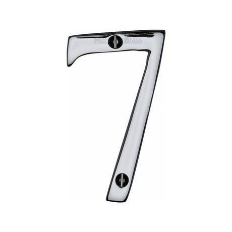 Heritage Brass Door Furniture Polished Chrome / Numerals / 7 Heritage Brass - Numeral 7 Face Fix 76mm (3") Polished Chrome Finish