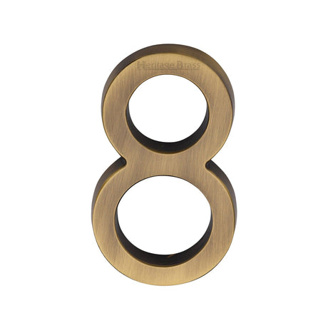 Heritage Brass Door Furniture Antique Brass / Numerals / 8 Heritage Brass - Numeral 8 Concealed Fix 76mm (3") Antique Brass finish Brass finish