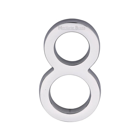 Heritage Brass Door Furniture Polished Chrome / Numerals / 8 Heritage Brass - Numeral 8 Concealed Fix 76mm (3") Polished Chrome finish
