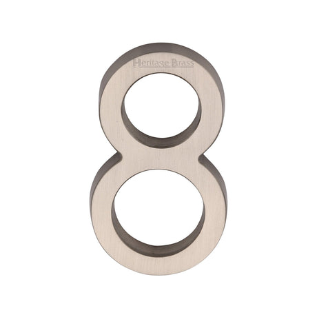 Heritage Brass Door Furniture Satin Nickel / Numerals / 8 Heritage Brass - Numeral 8 Concealed Fix 76mm (3") Satin Nickel finish