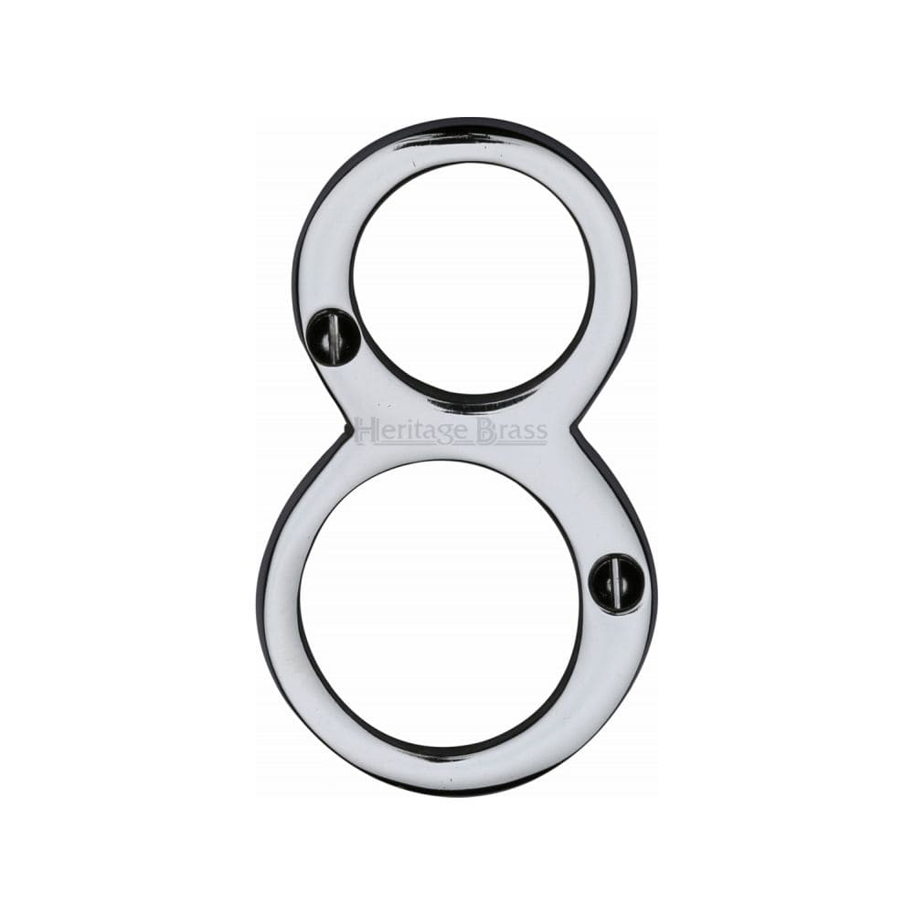 Heritage Brass Door Furniture Polished Chrome / Numerals / 8 Heritage Brass - Numeral 8 Face Fix 76mm (3") Polished Chrome Finish