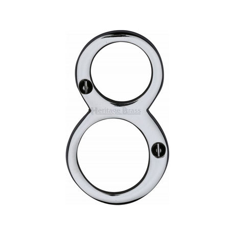 Heritage Brass Door Furniture Polished Chrome / Numerals / 8 Heritage Brass - Numeral 8 Face Fix 76mm (3") Polished Chrome Finish