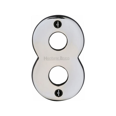 Heritage Brass Door Furniture Polished Chrome / Numerals / 8 Heritage Brass - Numeral 8 Face Fix 76mm (3") Polished Chrome Finish