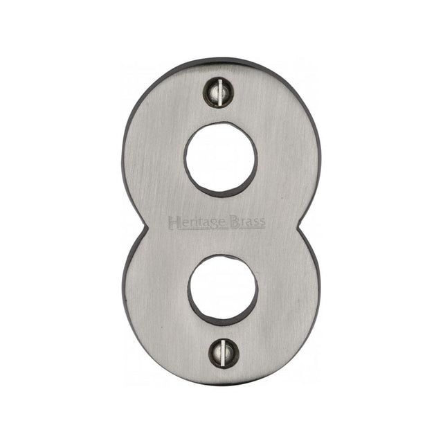 Heritage Brass Door Furniture Satin Nickel / Numerals / 8 Heritage Brass - Numeral 8 Face Fix 76mm (3") Satin Nickel Finish