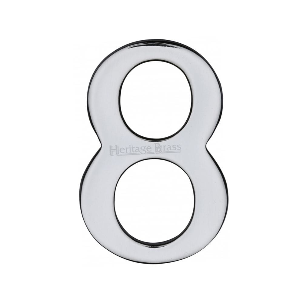 Heritage Brass Door Furniture Polished Chrome / Numerals / 8 Heritage Brass - Numeral 8 Self Adhesive 51mm (2") Polished Chrome Finish