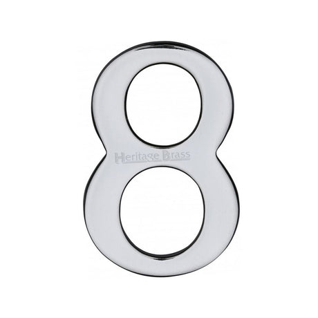 Heritage Brass Door Furniture Polished Chrome / Numerals / 8 Heritage Brass - Numeral 8 Self Adhesive 51mm (2") Polished Chrome Finish