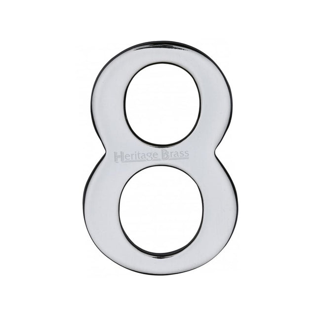 Heritage Brass Door Furniture Polished Chrome / Numerals / 8 Heritage Brass - Numeral 8 Self Adhesive 51mm (2") Polished Chrome Finish
