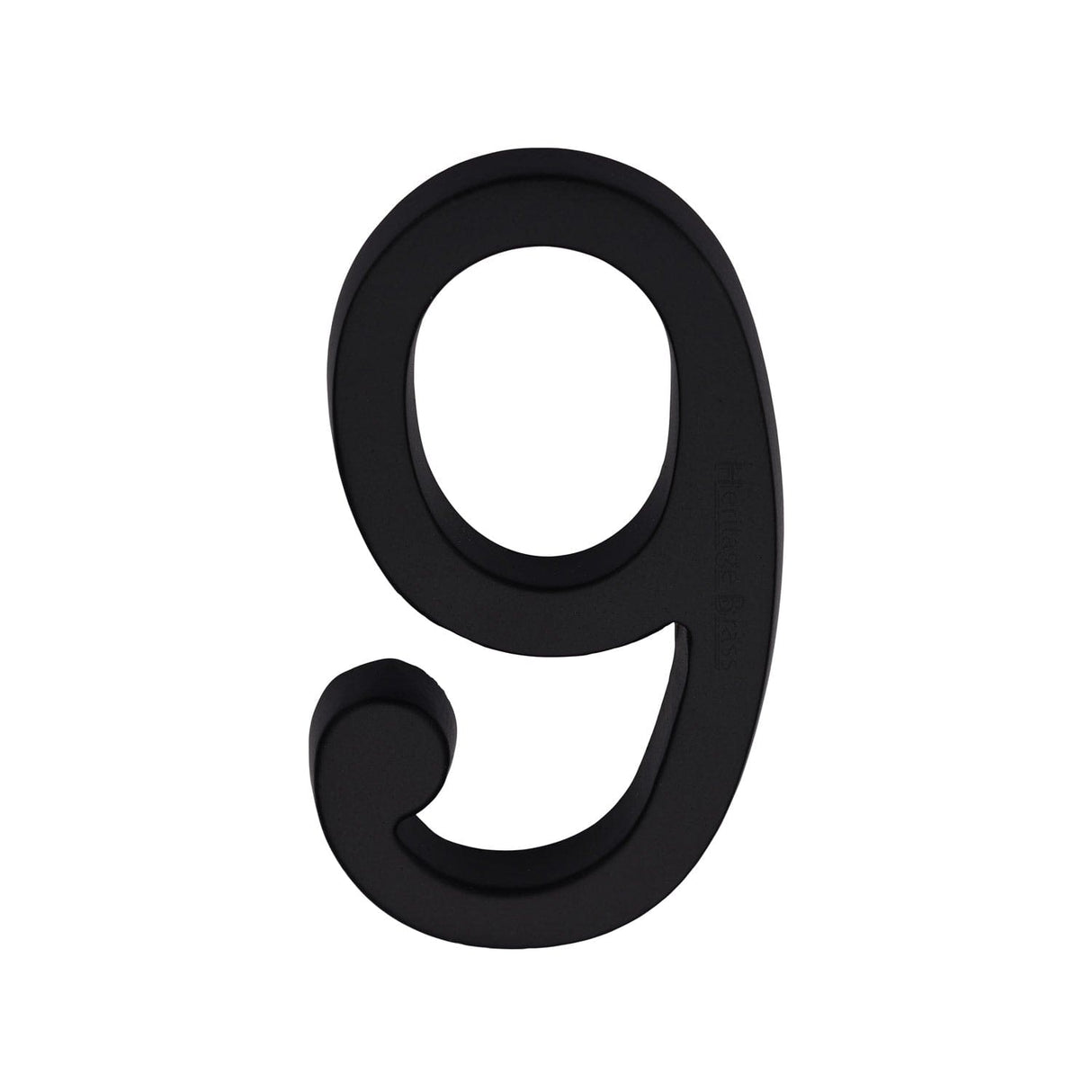 Heritage Brass Door Furniture Matt Black / Numerals / 9 Heritage Brass - Numeral 9 Concealed Fix 76mm (3) Matt Black