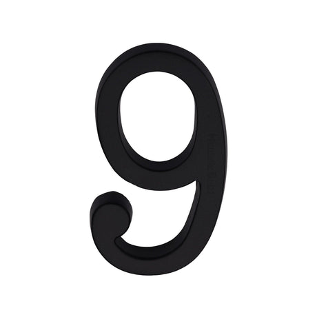 Heritage Brass Door Furniture Matt Black / Numerals / 9 Heritage Brass - Numeral 9 Concealed Fix 76mm (3) Matt Black