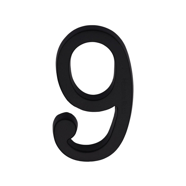 Heritage Brass Door Furniture Matt Black / Numerals / 9 Heritage Brass - Numeral 9 Concealed Fix 76mm (3) Matt Black
