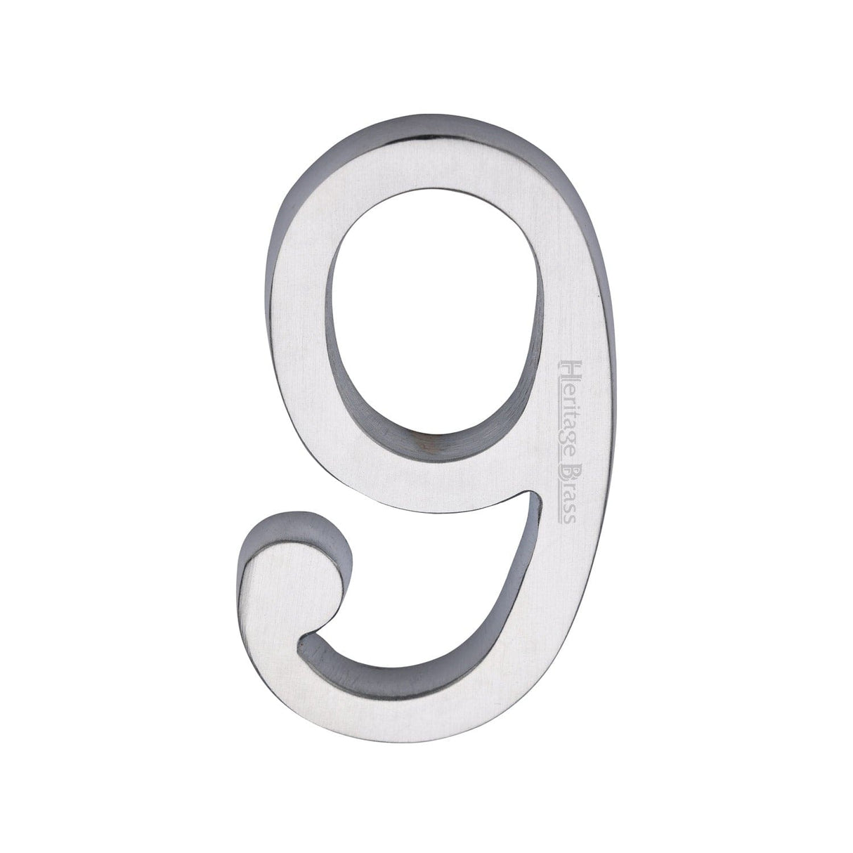 Heritage Brass Door Furniture Satin Chrome / Numerals / 9 Heritage Brass - Numeral 9 Concealed Fix 76mm (3) Satin Chrome finish