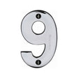 Heritage Brass Door Furniture Polished Chrome / Numerals / 9 Heritage Brass - Numeral 9 Face Fix 76mm (3") Polished Chrome Finish