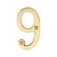 Heritage Brass Door Furniture Satin Brass / Numerals / 9 Heritage Brass - Numeral 9 Face Fix 76mm (3") Satin Brass Finish