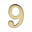 Heritage Brass Door Furniture Polished Brass / Numerals / 9 Heritage Brass - Numeral 9 Self Adhesive 51mm (2") Polished Brass Finish