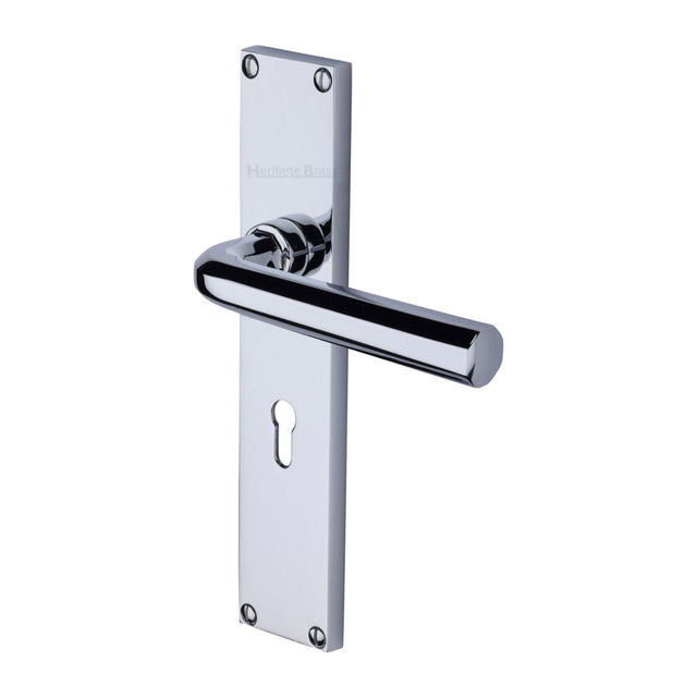 Heritage Brass Door Furniture Polished Chrome / Std. Lock Handles Heritage Brass - Octave Lever Lock Door Handle on 200mm Plate Polished Chrome finish