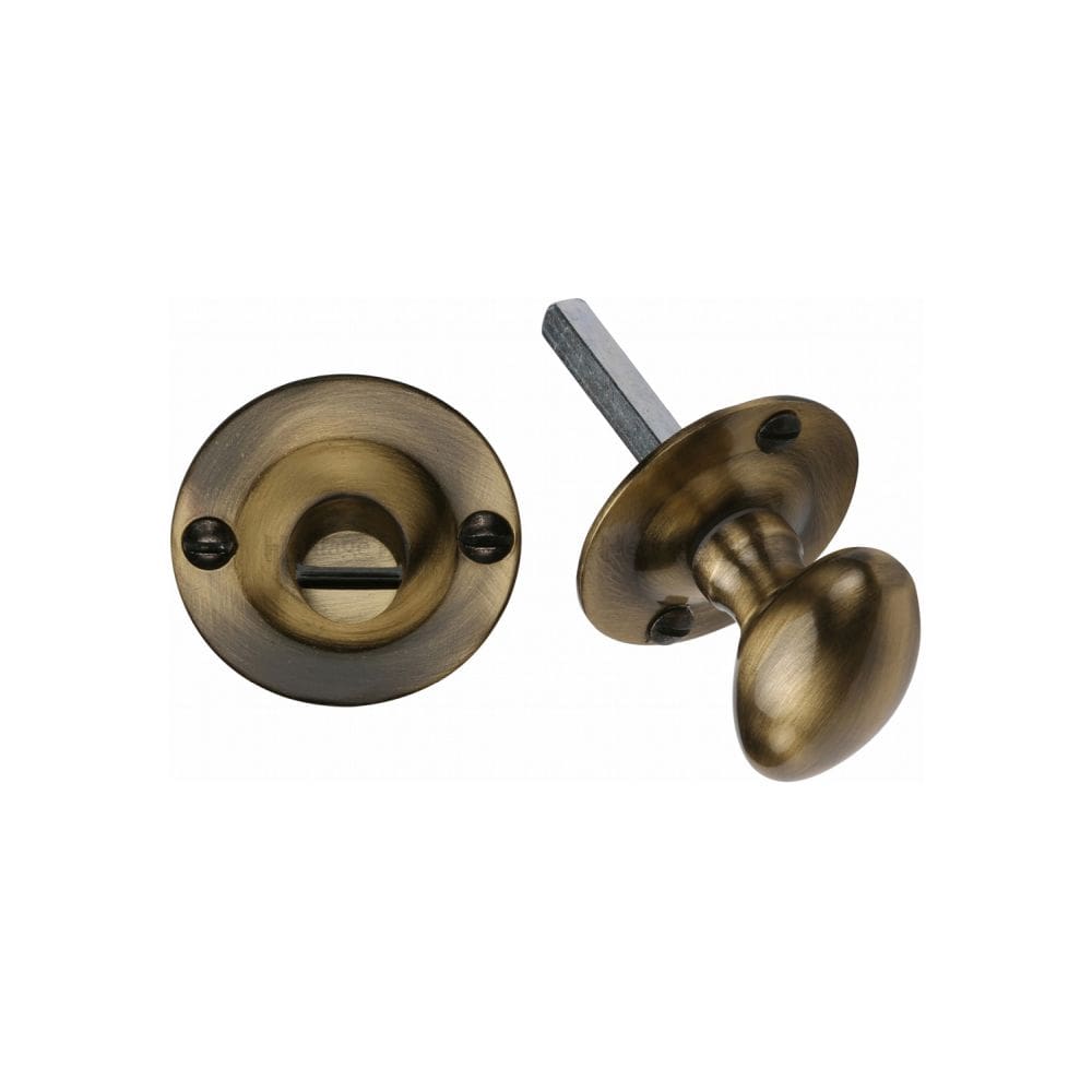 Heritage Brass Door Furniture Antique Brass / No Heritage Brass - Oval turn with release Antique Brass Finish
