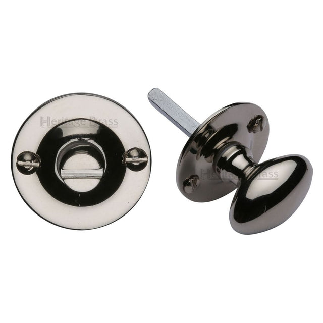 Heritage Brass Door Furniture Polished Nickel / No Heritage Brass - Oval turn with release Polished Nickel Finish