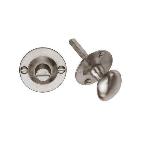 Heritage Brass Door Furniture Satin Nickel / No Heritage Brass - Oval turn with release Satin Nickel Finish