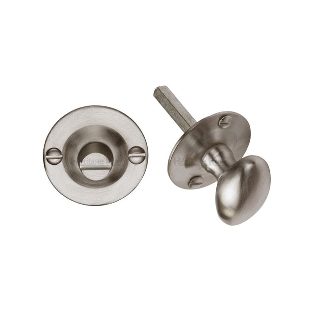 Heritage Brass Door Furniture Satin Nickel / No Heritage Brass - Oval turn with release Satin Nickel Finish