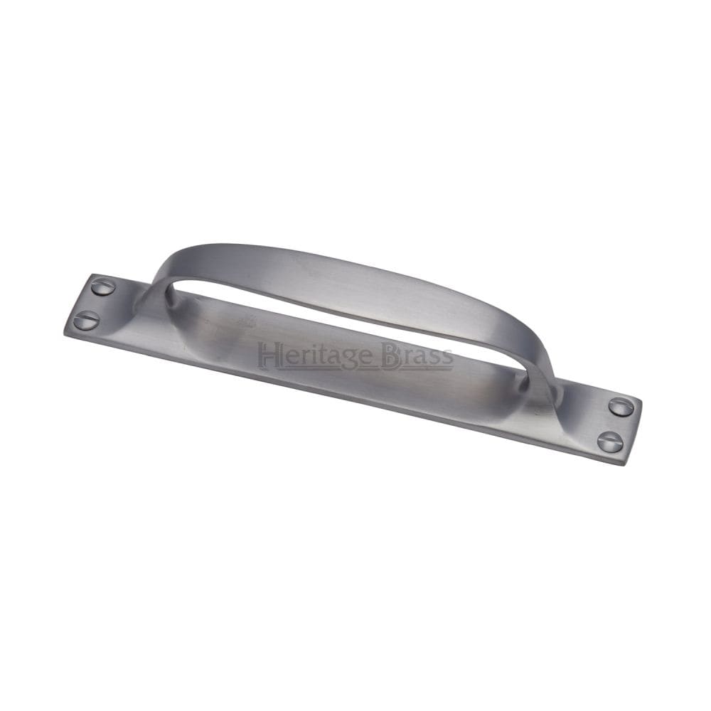 Heritage Brass Door Furniture Satin Chrome / Pull Handle (Backplate) Heritage Brass - Pull Handle on Plate Satin Chrome Finish