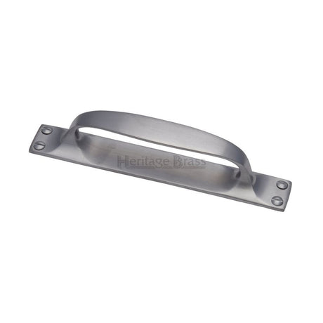 Heritage Brass Door Furniture Satin Chrome / Pull Handle (Backplate) Heritage Brass - Pull Handle on Plate Satin Chrome Finish