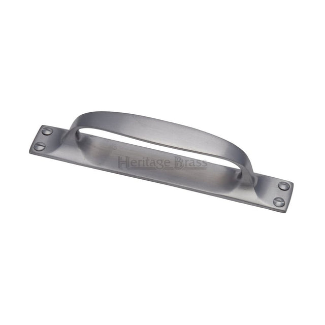 Heritage Brass Door Furniture Satin Chrome / Pull Handle (Backplate) Heritage Brass - Pull Handle on Plate Satin Chrome Finish