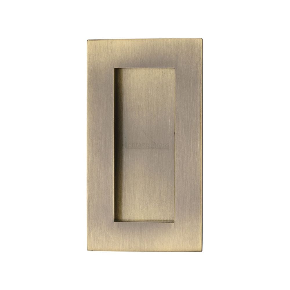 Heritage Brass Door Furniture Antique Brass / Flush Handle / Rectangular Heritage Brass - Rectangular Flush Pull 105 x 58mm Antique Brass Finish