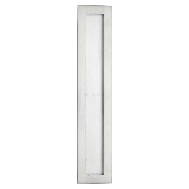 Heritage Brass Door Furniture Satin Chrome / Flush Handle / Rectangular Heritage Brass - Rectangular Flush Pull 300 x 58mm Satin Chrome Finish