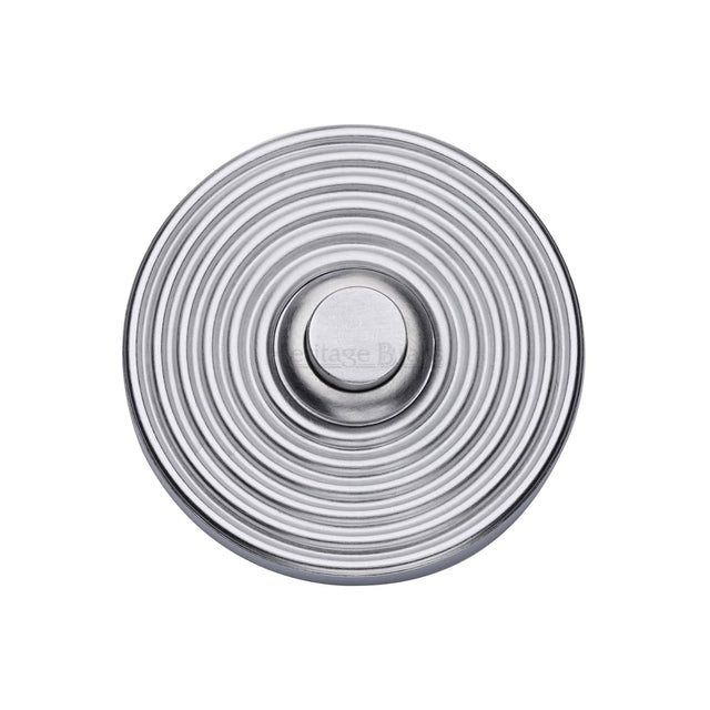 Heritage Brass Door Furniture Satin Chrome / Reeded Bell Push Heritage Brass - Reeded Bell Push Satin Chrome finish