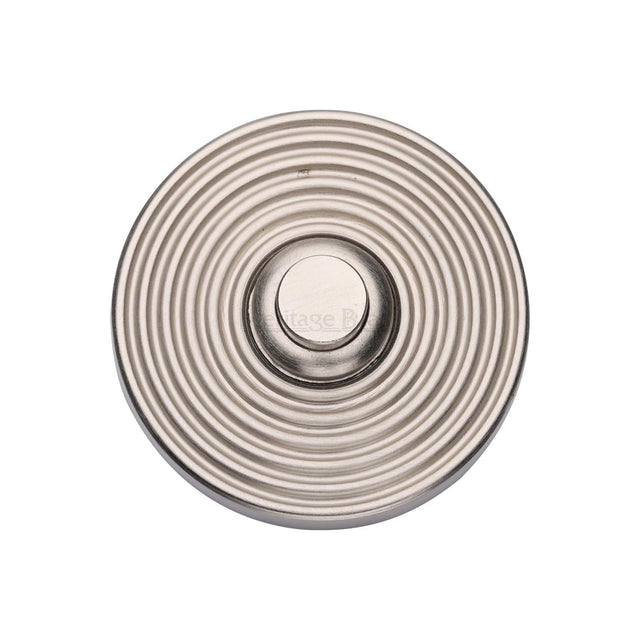 Heritage Brass Door Furniture Satin Nickel / Reeded Bell Push Heritage Brass - Reeded Bell Push Satin Nickel finish