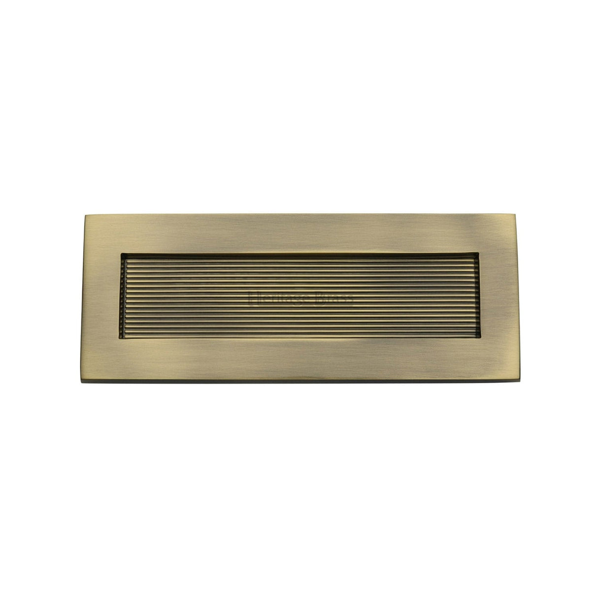 Heritage Brass Door Furniture Antique Brass / Letter Plates / 254 x 102mm (10 x 4") Heritage Brass - Reeded Letterplate 10" x 4" Antique Brass finish