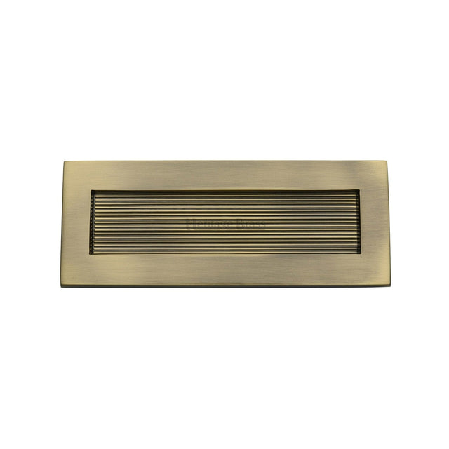 Heritage Brass Door Furniture Antique Brass / Letter Plates / 254 x 102mm (10 x 4") Heritage Brass - Reeded Letterplate 10" x 4" Antique Brass finish