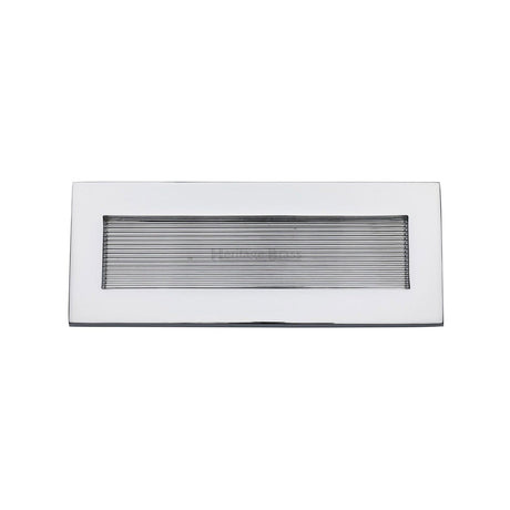 Heritage Brass Door Furniture Polished Chrome / Letter Plates / 254 x 102mm (10 x 4") Heritage Brass - Reeded Letterplate 10" x 4" Polished Chrome finish