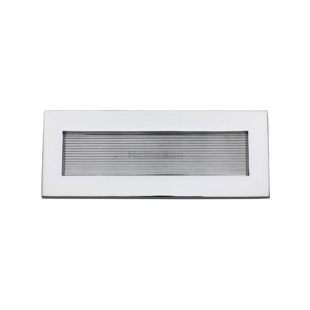 Heritage Brass Door Furniture Polished Chrome / Letter Plates / 254 x 102mm (10 x 4") Heritage Brass - Reeded Letterplate 10" x 4" Polished Chrome finish