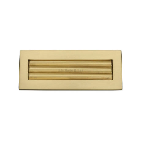 Heritage Brass Door Furniture Satin Brass / Letter Plates / 254 x 102mm (10 x 4") Heritage Brass - Reeded Letterplate 10 x 4 Satin Brass finish