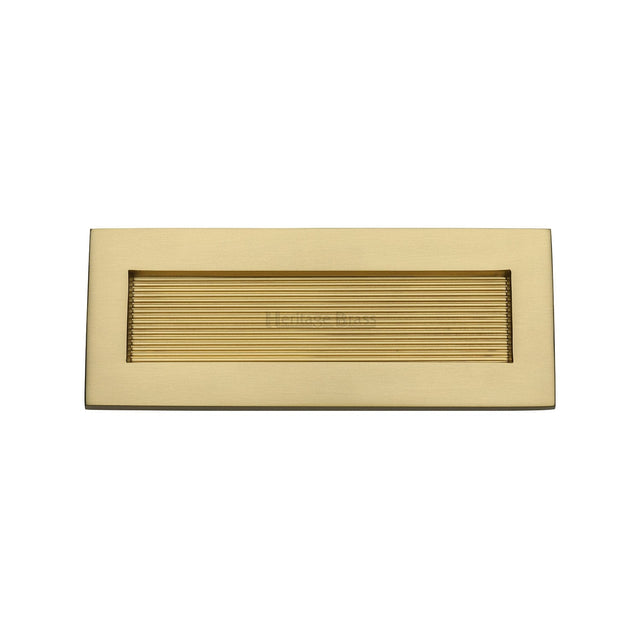 Heritage Brass Door Furniture Satin Brass / Letter Plates / 254 x 102mm (10 x 4") Heritage Brass - Reeded Letterplate 10 x 4 Satin Brass finish