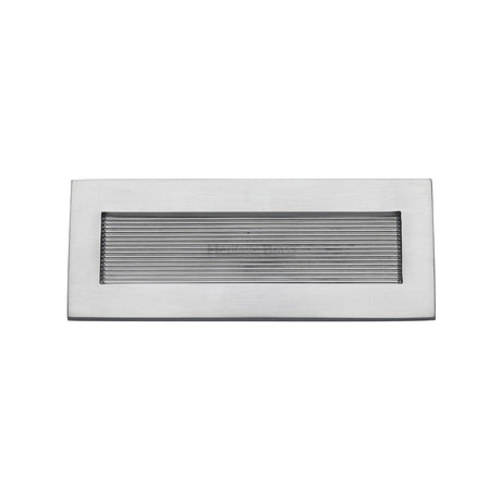 Heritage Brass Door Furniture Satin Chrome / Letter Plates / 254 x 102mm (10 x 4") Heritage Brass - Reeded Letterplate 10" x 4" Satin Chrome finish