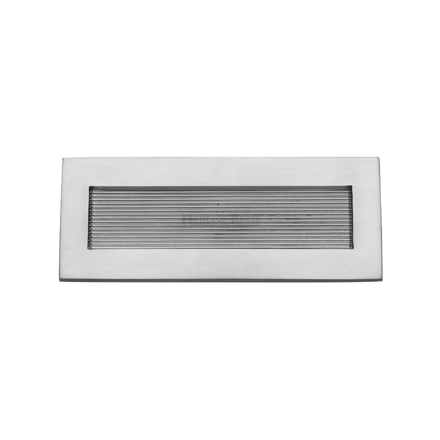 Heritage Brass Door Furniture Satin Chrome / Letter Plates / 254 x 102mm (10 x 4") Heritage Brass - Reeded Letterplate 10" x 4" Satin Chrome finish