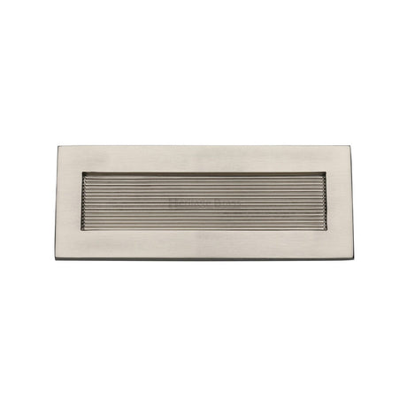 Heritage Brass Door Furniture Satin Nickel / Letter Plates / 254 x 102mm (10 x 4") Heritage Brass - Reeded Letterplate 10" x 4" Satin Nickel finish