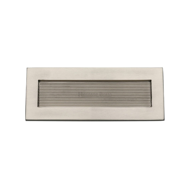 Heritage Brass Door Furniture Satin Nickel / Letter Plates / 254 x 102mm (10 x 4") Heritage Brass - Reeded Letterplate 10" x 4" Satin Nickel finish
