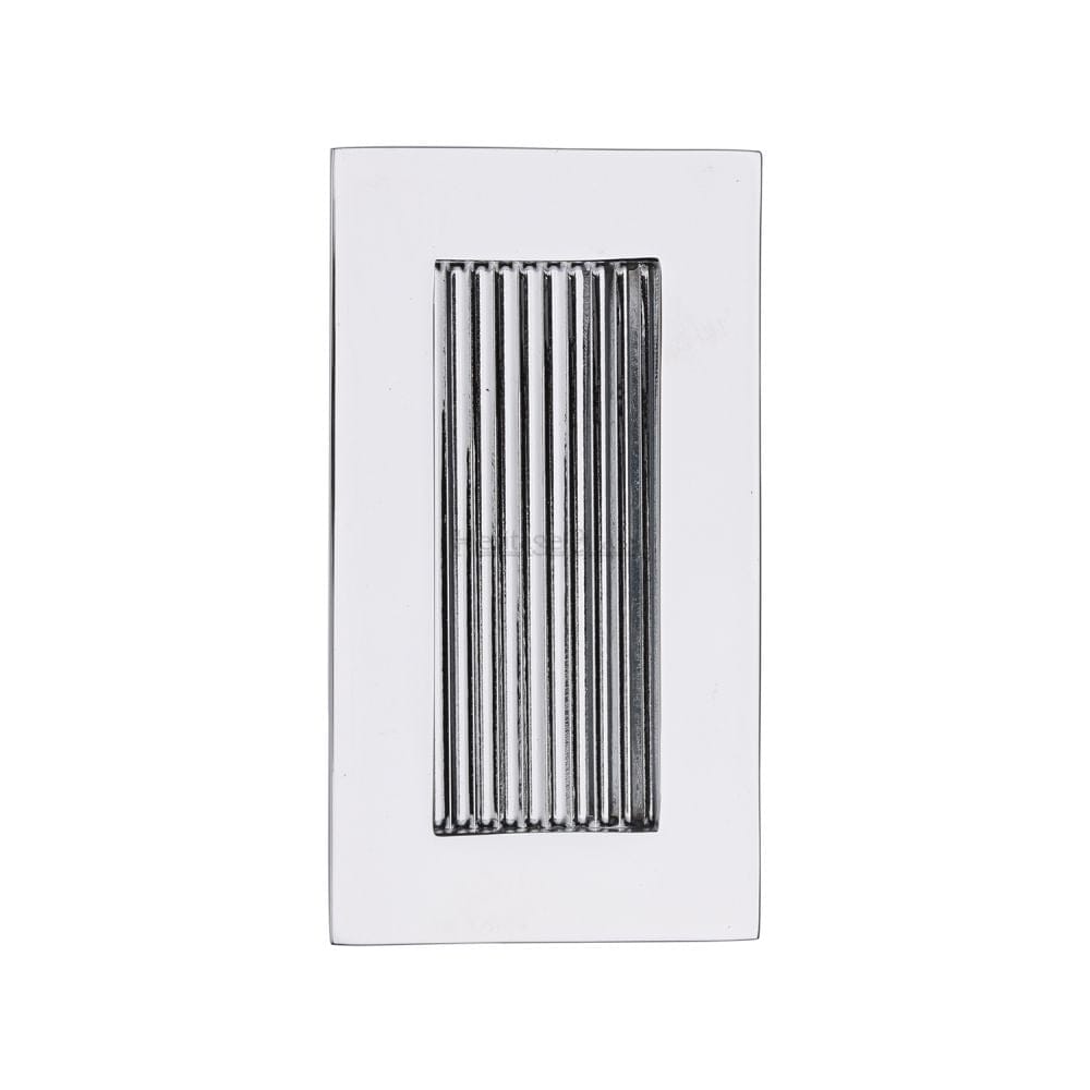 Heritage Brass Door Furniture Polished Chrome / Flush Handle / Rectangular Heritage Brass - Reeded Rectangular Flush Pull 105 x 58mm Polished Chrome Finish