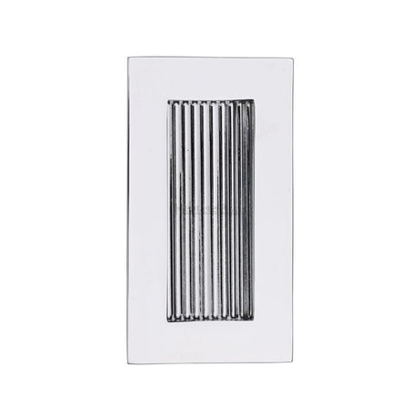 Heritage Brass Door Furniture Polished Chrome / Flush Handle / Rectangular Heritage Brass - Reeded Rectangular Flush Pull 105 x 58mm Polished Chrome Finish